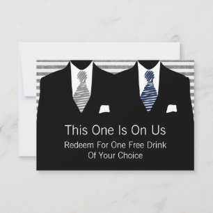 Anzug und Krawatte Gay Wedding (grau / blau) Dankeskarte