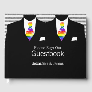 Anzug und Rainbow Krawatte Gay Wedding Custom Gästebuch