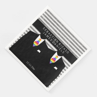 Anzug und Rainbow Krawatte Gay Wedding Serviette