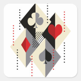 Anzug von Spielkarten im Poker. Quadratischer Aufkleber