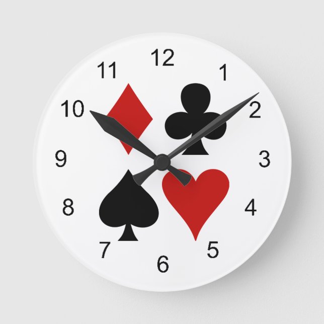 Anzüge auf Karten - Wandleuchte Runde Wanduhr (Vorderseite)