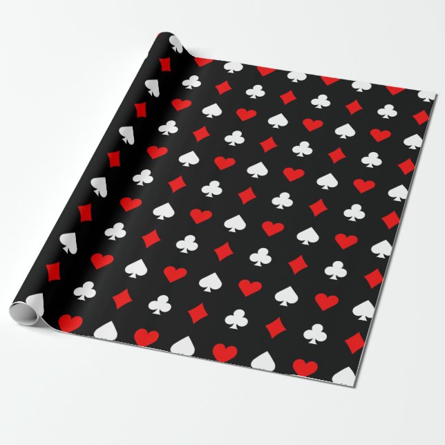 Anzüge der Black Red and White Casino Card Geschenkpapier (Ungerollt)