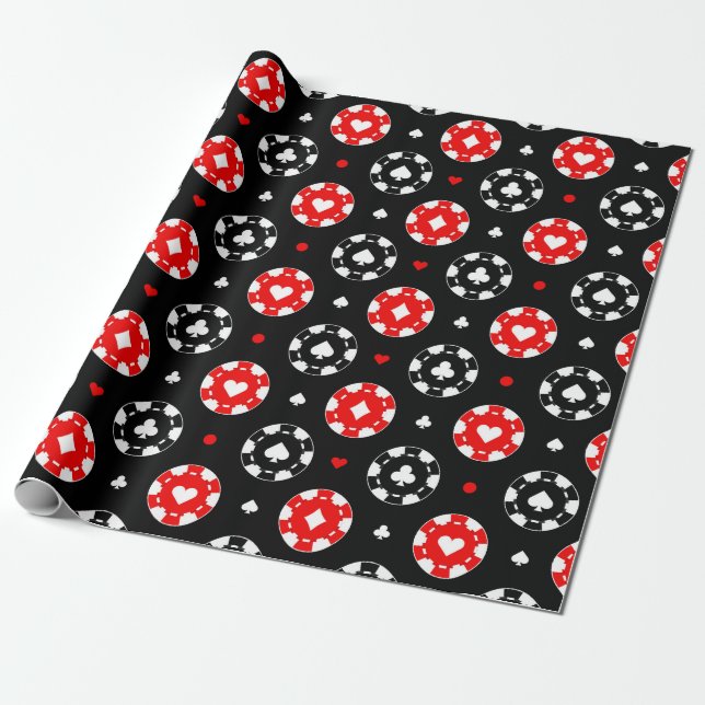 Anzüge der Black Red and White Casino Card Geschenkpapier (Ungerollt)