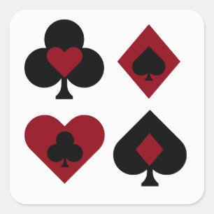 Anzüge für die Red & Black Poker Card Quadratischer Aufkleber