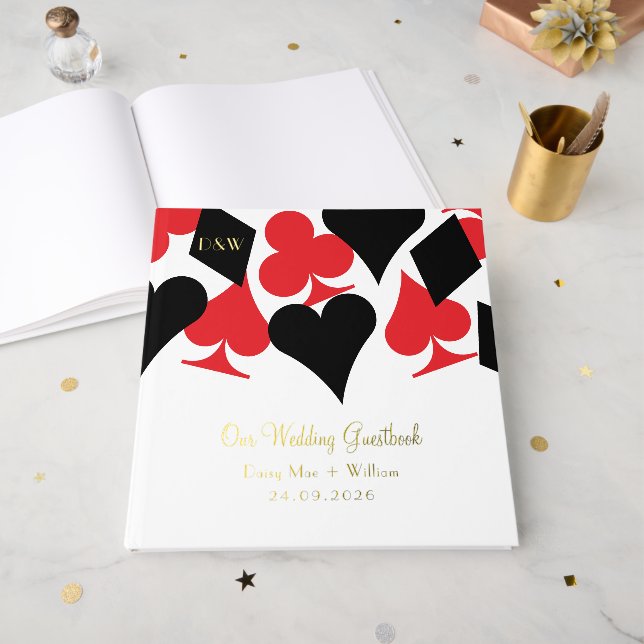 Anzüge Las Vegas Wedding mit Roter und Schwarzer K Gästebuch (Vorderseite Offen)