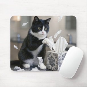 Anzugkatze spielt mit einer Taschentuchbox Mousepad