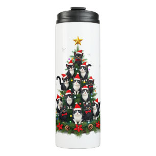 Anzugkatze Weihnachtsbaum Anzugkatze Lichter Xmas Thermosbecher