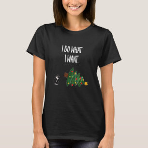 Anzugkatze wirft Weihnachtsbaum um - Ich mache was T-Shirt