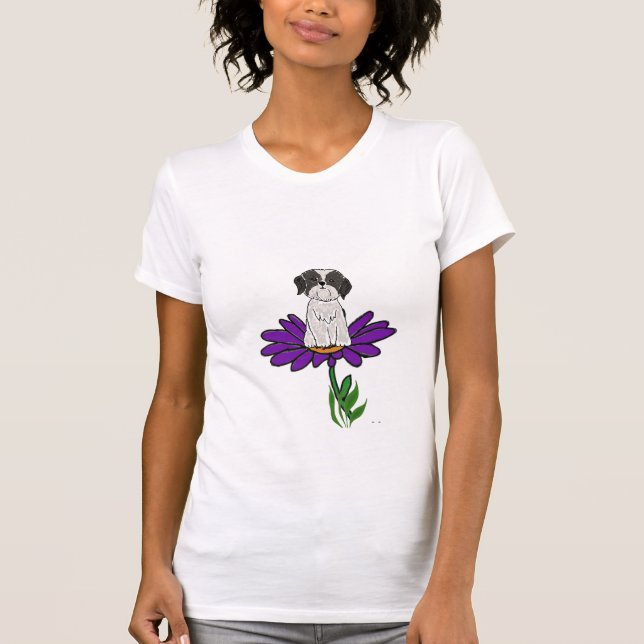 AO, Shih Tzu auf einem Gänseblümchen-Shirt T-Shirt (Vorderseite)