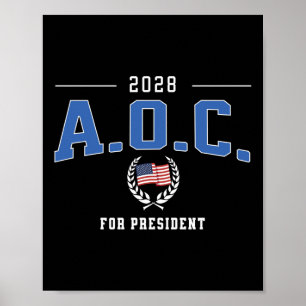 AOC 2028 für Präsident Alexandria Ocasio-cortez De Poster