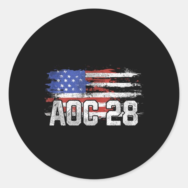 AOC 2028 Präsident gestürzt US-Flagge Top Runder Aufkleber (Vorderseite)