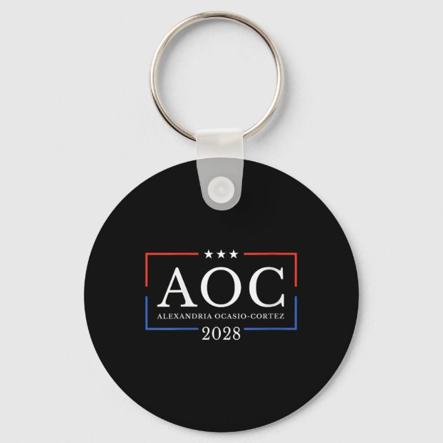 Aoc für Präsident 2028 Einfaches Zeichen für Fraue Schlüsselanhänger (Vorderseite)