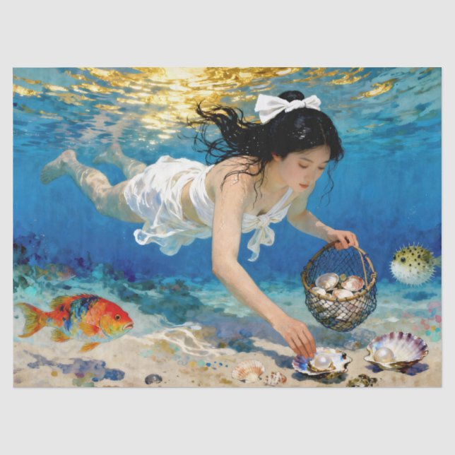 "Aoi of the Deep" - Ein Ozeanportrait Seidenpapier (Vorderseite)
