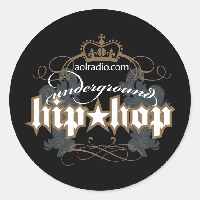 AOL Radio - Untergrund Angesagt-Hop Runder Aufkleber (Vorderseite)