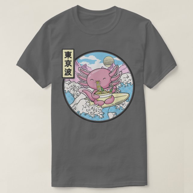 Aolotl Eating Ramen Japan Waves Anime Damwave Ka T-Shirt (Design vorne)