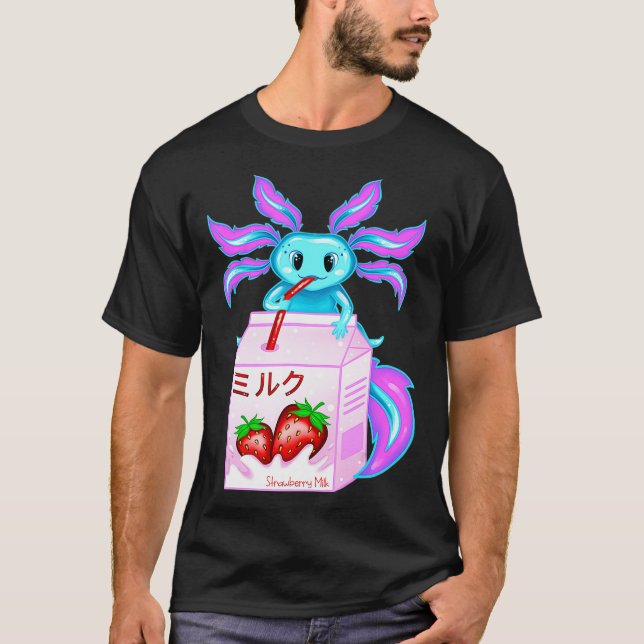 Aolotl Strawberry Milk Kinder Niedlich Kawaii Frau T-Shirt (Vorderseite)
