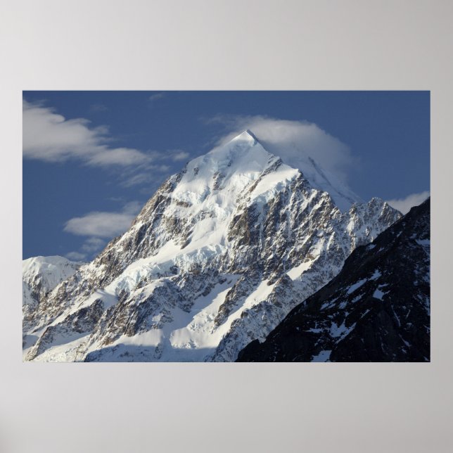 Aoraki Mount Cook, Mackenzie Country, Süden Poster (Vorne)