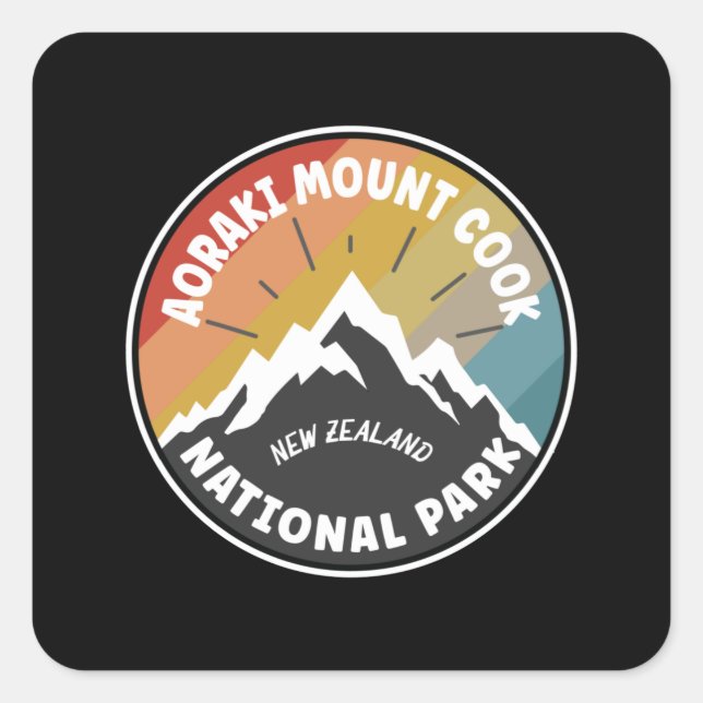 Aoraki Mount Cook National Park NZ Quadratischer Aufkleber (Vorderseite)