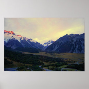 Aoraki/Mount Cook, Neuseeland, bei Sonnenaufgang Poster