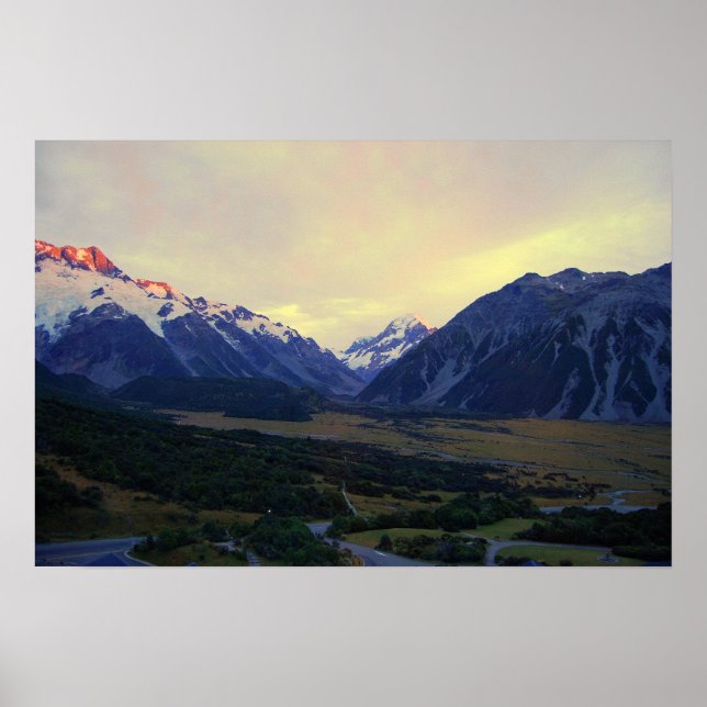 Aoraki/Mount Cook, Neuseeland, bei Sunrise Poster (Vorne)