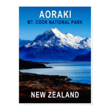 Aoraki New Zealand Travel Poster