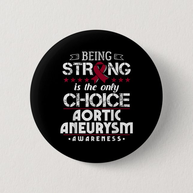 Aortenaneurysma-Geschenk Burgundy Ribbon _1 Button (Vorderseite)
