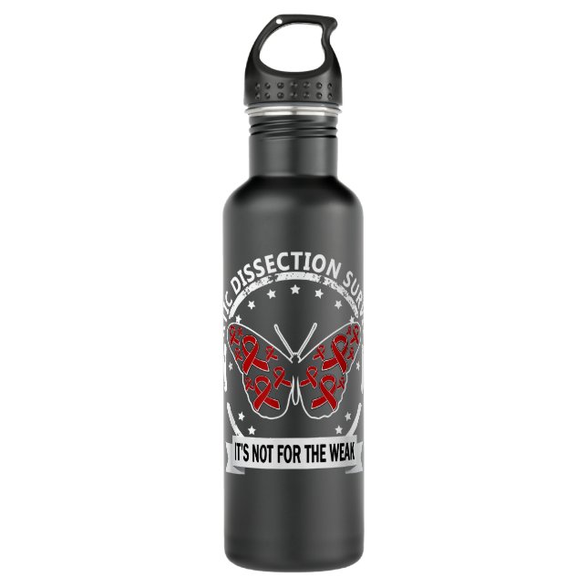 Aortic Dissection Survivor, red-ribbon raising awa Edelstahlflasche (Vorderseite)