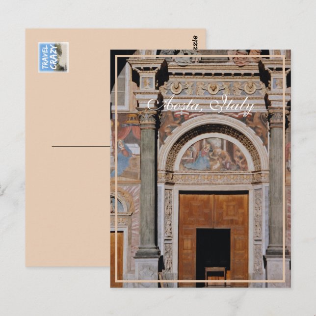 Aosta Cathedral Facade, Italien, Postkarte (Vorne/Hinten)