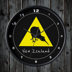 Aotearoa & Kiwi Bird, Neuseeland Runde Wanduhr