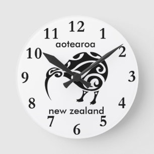 aotearoa Neuseeland-Kiwi Runde Wanduhr