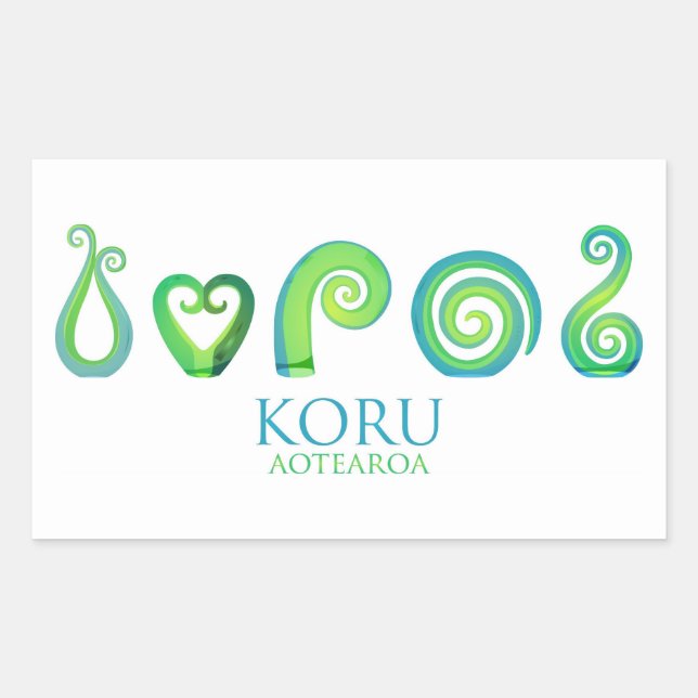 Aotearoa Neuseeland Koru - Grün Rechteckiger Aufkleber (Vorderseite)