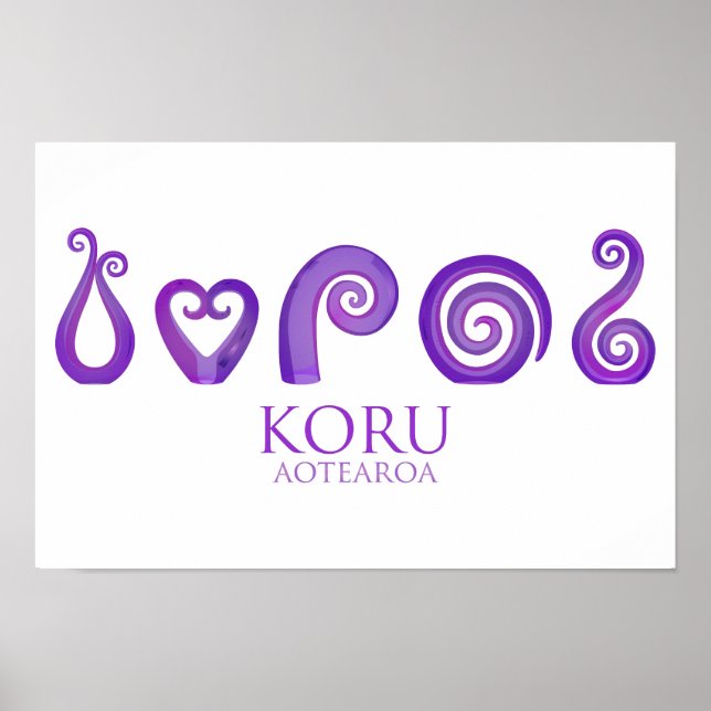 Aotearoa Neuseeland Koru - lila Poster (Vorne)