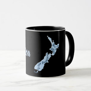 Aotearoa New Zealand Map, NZ Māori Language  Tasse