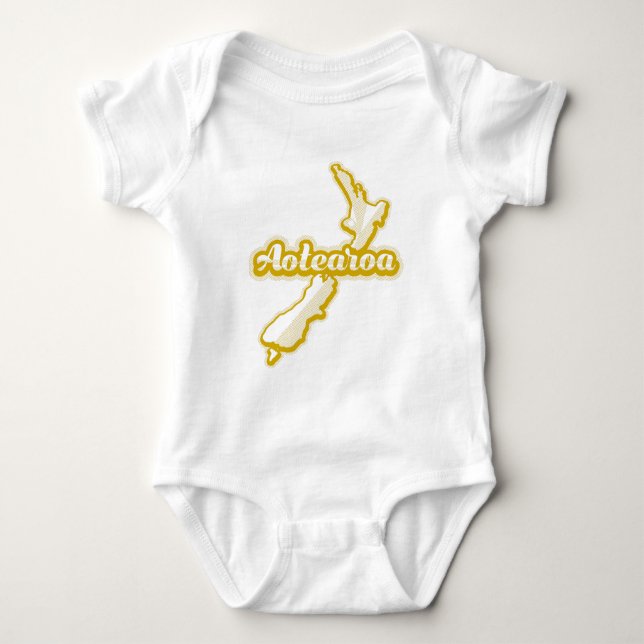 AOTEAROA NZ MAP BABY STRAMPLER (Vorderseite)