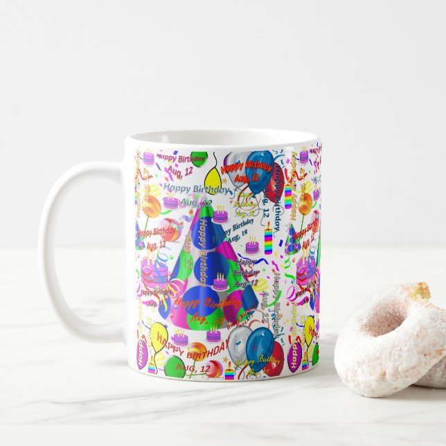 Août, 12 Anniversaire Mug (Avec donut)