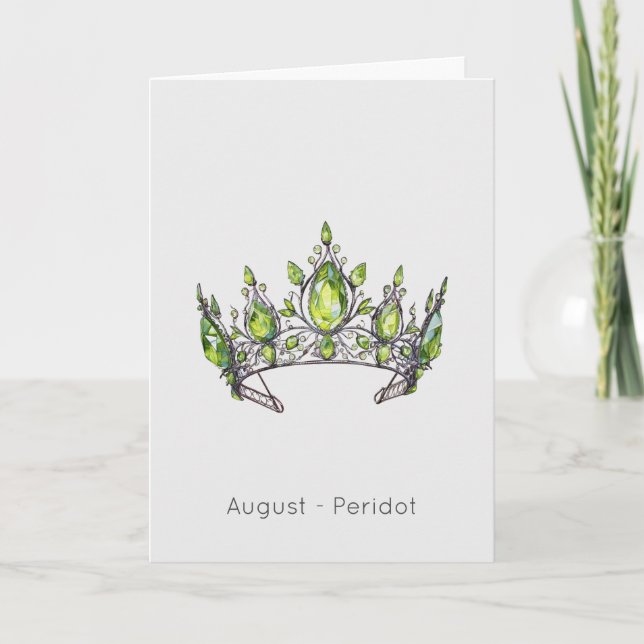 Août Birthstone Peridot Crown Carte d'anniversaire (Devant)