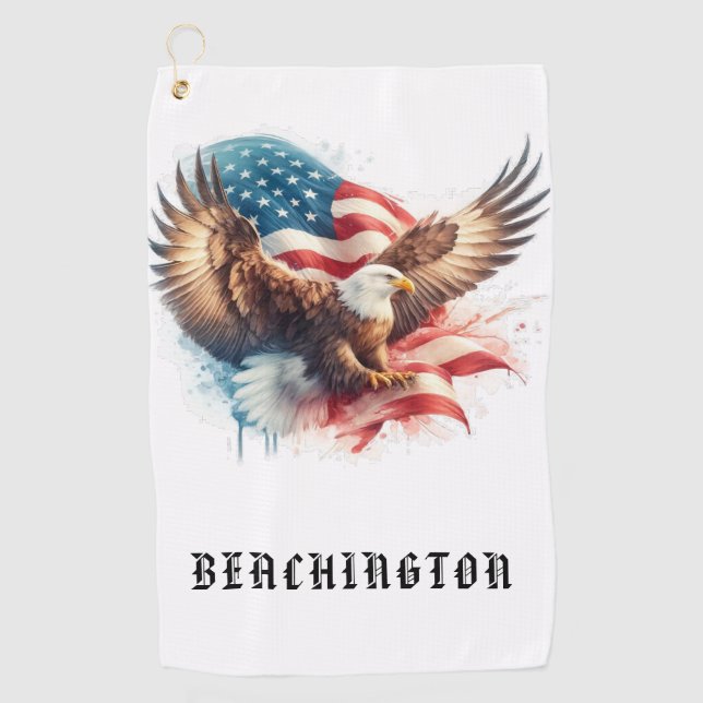 *~* AP16 - American Flag Bald EAGLE USA Golf Handt Golfhandtuch (Vorderseite)