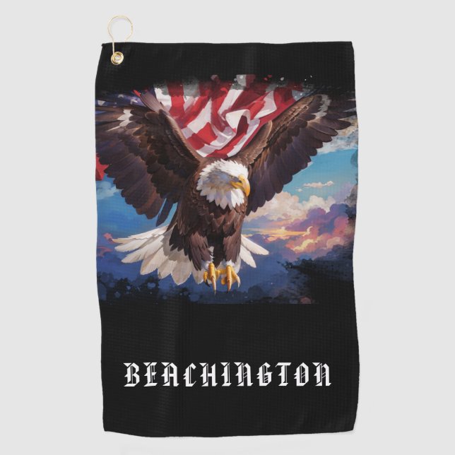 *~* AP16 - American Flag USA Bald EAGLE Golf Handt Golfhandtuch (Vorderseite)