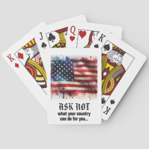 *** AP16 Amerika-Flagge 4 Zitat JFK Frag nicht Spielkarten