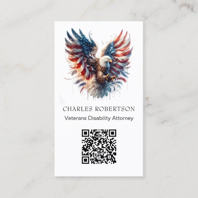 *~* AP16 Foto American Flag Bald Eagle QR Visitenkarte (Vorderseite)