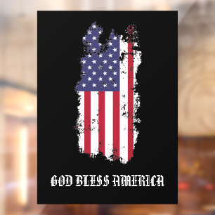 * AP16 USA Flag Grunge Patriotic God Bless America Fensteraufkleber