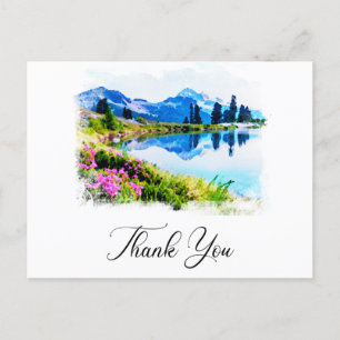 *~* AP19 QR Hochzeits Dank Berg Natur Postkarte