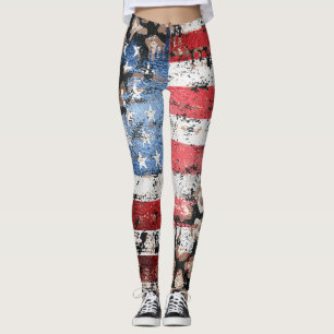*~* AP27 Grunge USA Flag Leopart Glitzer Leggings
