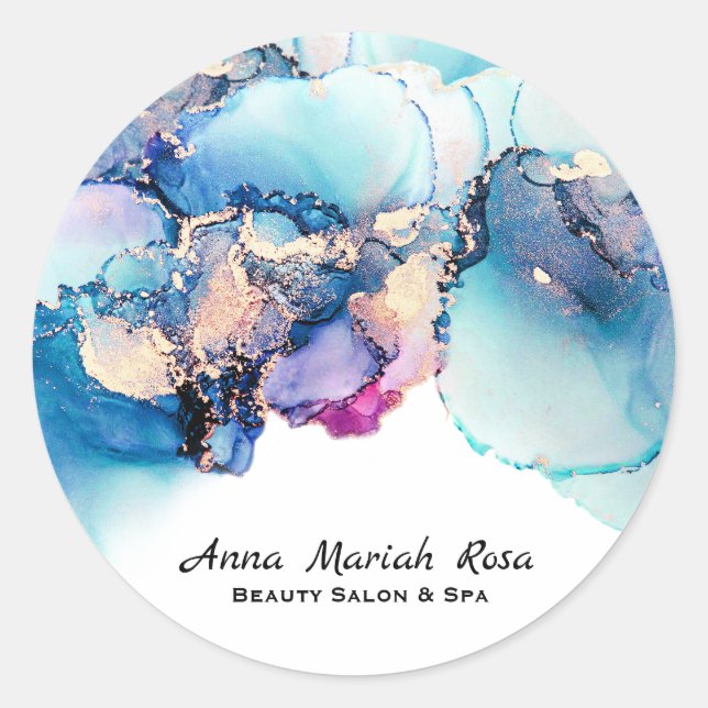 AP29 Yummy Blue Gold Glitzer Circle GUTE VIBE Runder Aufkleber (Vorderseite)