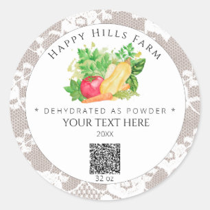 *~* AP30 DEHYDRATED Vegetables QR Logo Jar Runder Aufkleber