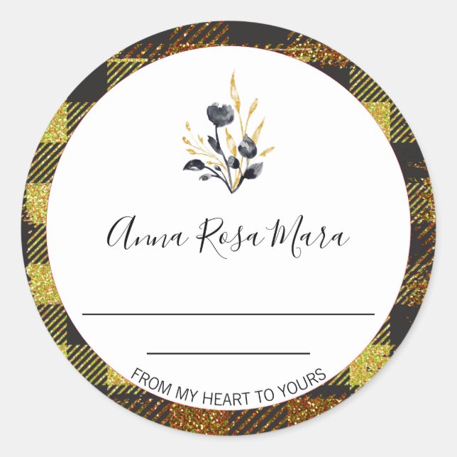 *~* AP30 Jam Buffalo Gingham Can Homemade Generic Runder Aufkleber (Vorderseite)