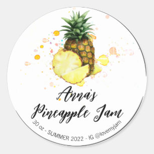 *~* AP30 PINEAPPLE Homemade Jelly Jam Preserve Runder Aufkleber
