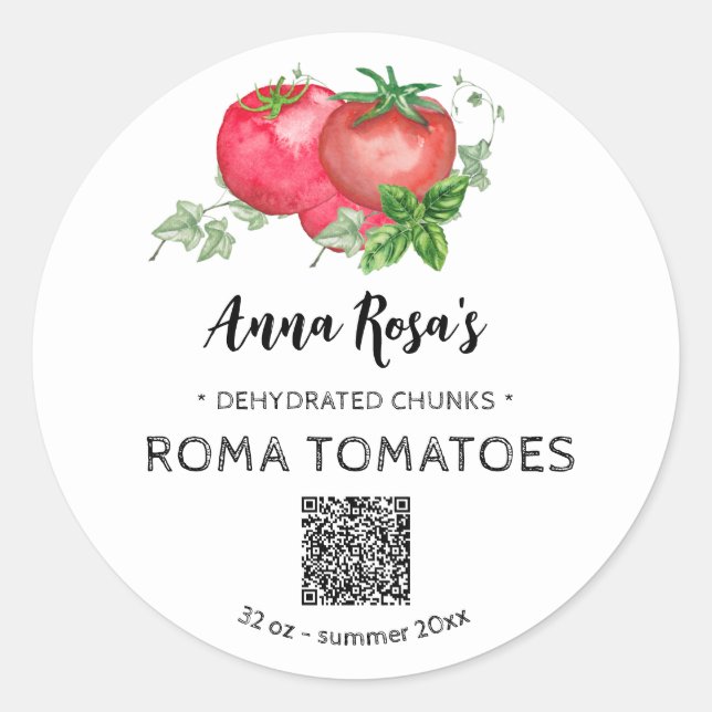 *~* AP30 QR-Logo für Tomaten/Paradeiser Runder Aufkleber (Vorderseite)