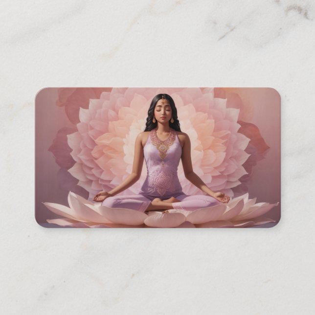 *~* AP32 Dusty Rose Pink Lotus Frau QR Mandala Visitenkarte (Vorderseite)