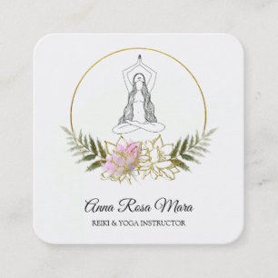 *~* AP32 Gold Pink Lotus Yoga Frauen Energie Quadratische Visitenkarte